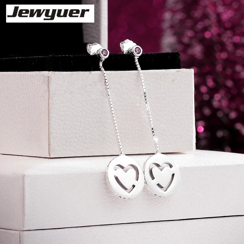 

Valentine's Day gift silver 925 heart earring Pure Love Dangle Drop Earrings for women 925 sterling silver jewelry brinco ER101