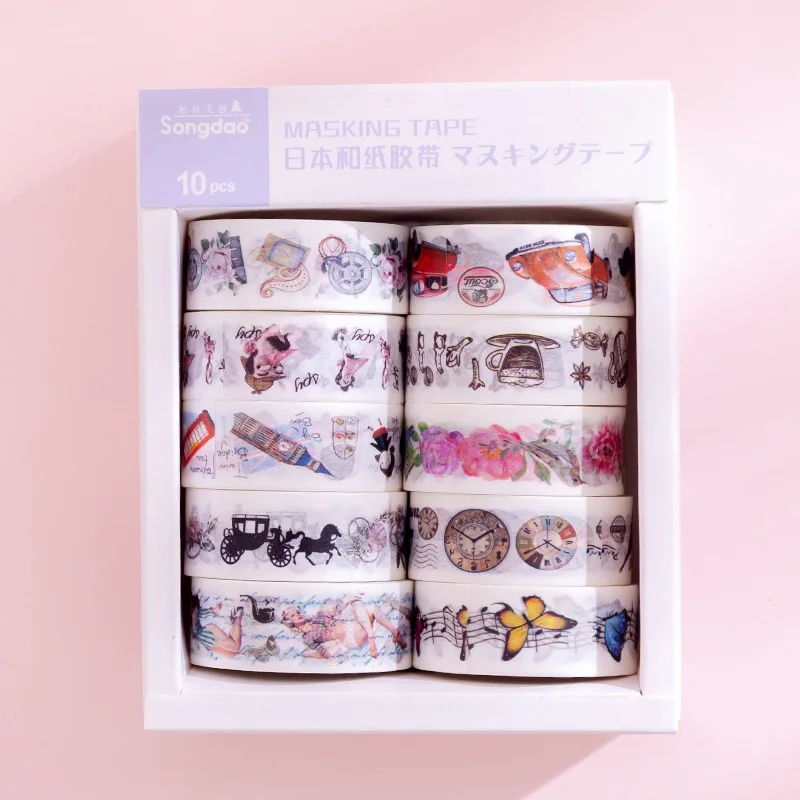 10 шт./компл. лента washi Kawaii Малярный Скотч Творческий washitape собака канцелярских принадлежностей в винтажном стиле клейкая лента фарфор наклейки из бумаги васи