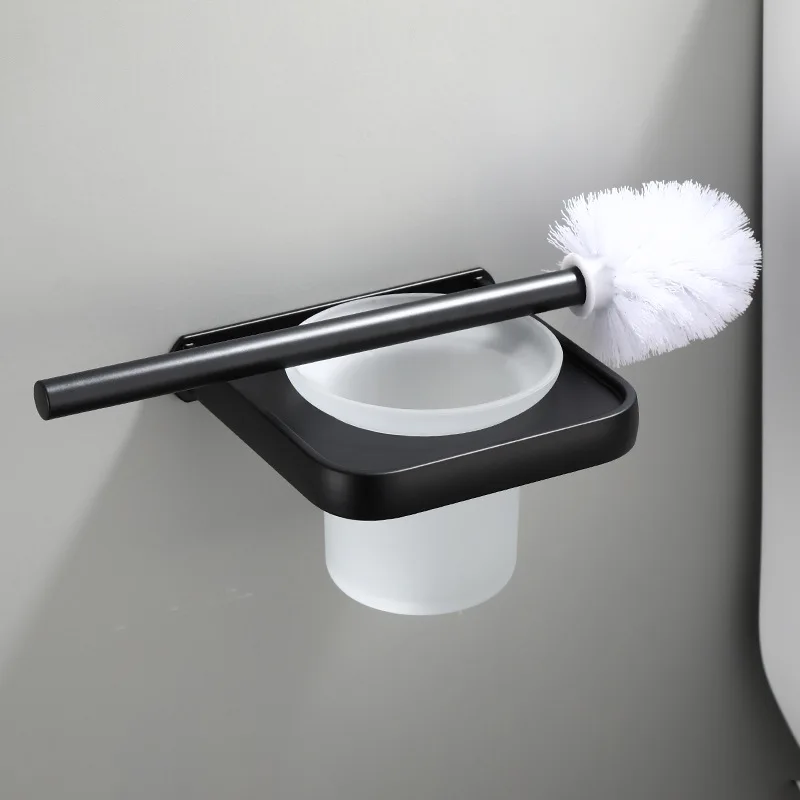 Black toilet brush set space aluminum rack hotel bathroom hardware pendant. | Обустройство дома