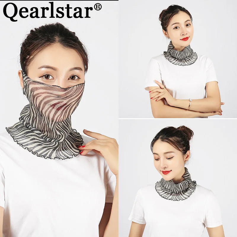 Qearlstar маска от солнца трикотажная пряжа Модная тонкая женская цветочная Печать