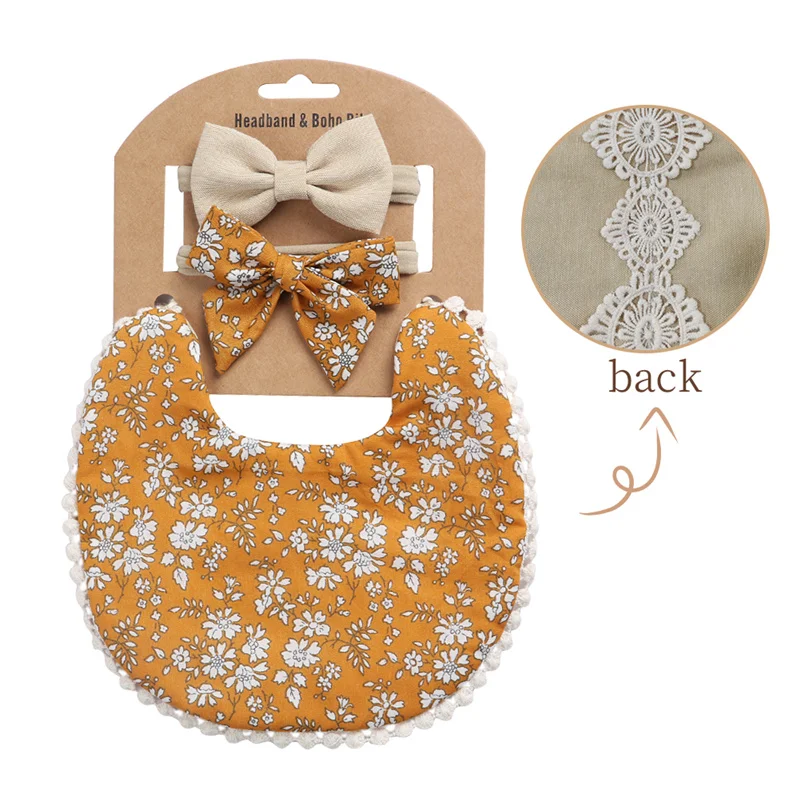 

Baby Boy Girl Newborn Bibs Waterproof Tassel Saliva Towel Burp Cloth Floral Double-Sided Print Boys Girls headband