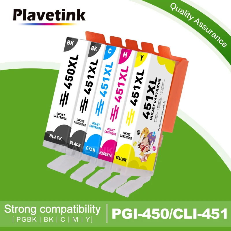 

Plavetink 5 Color PGI 450 CLI 451 Printer Ink Cartridge Compatiable For Canon PIXMA MG5440 MG5540 MG5640 MG6440 Ip7240 MX924 Pri