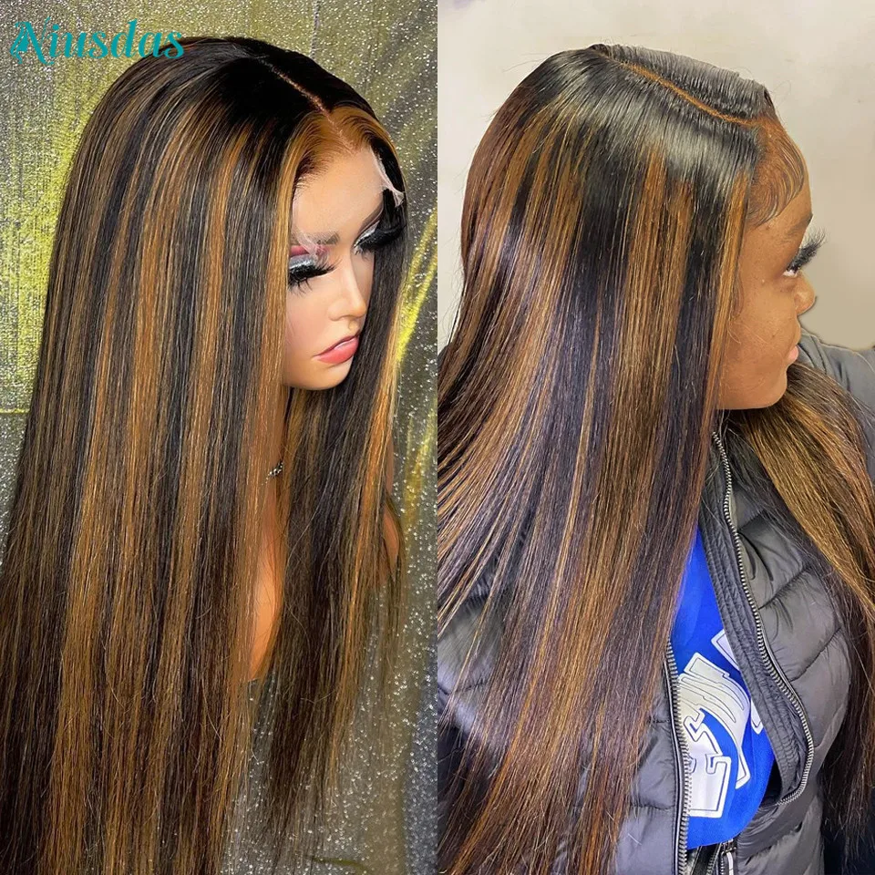 Highlight Wig Human Hair 4*4 Straight Lace Front Wig Brazilian Closure Wigs For Women Human Hair Niusdas Human Hair Wigs