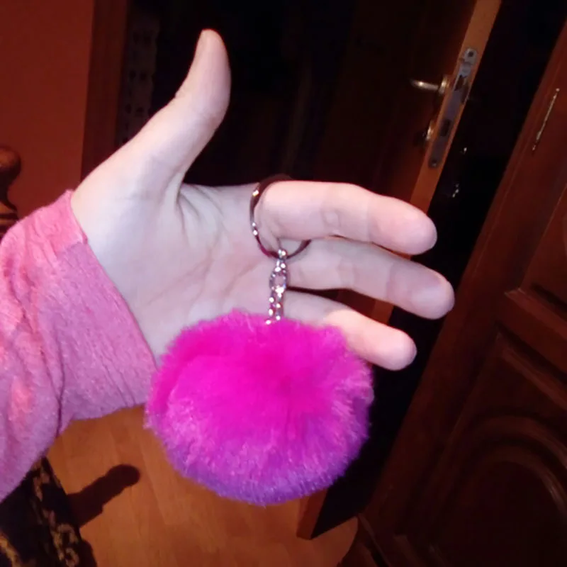 Пушистый меховой помпон брелок для ключей плюшевые игрушки детей мягкий