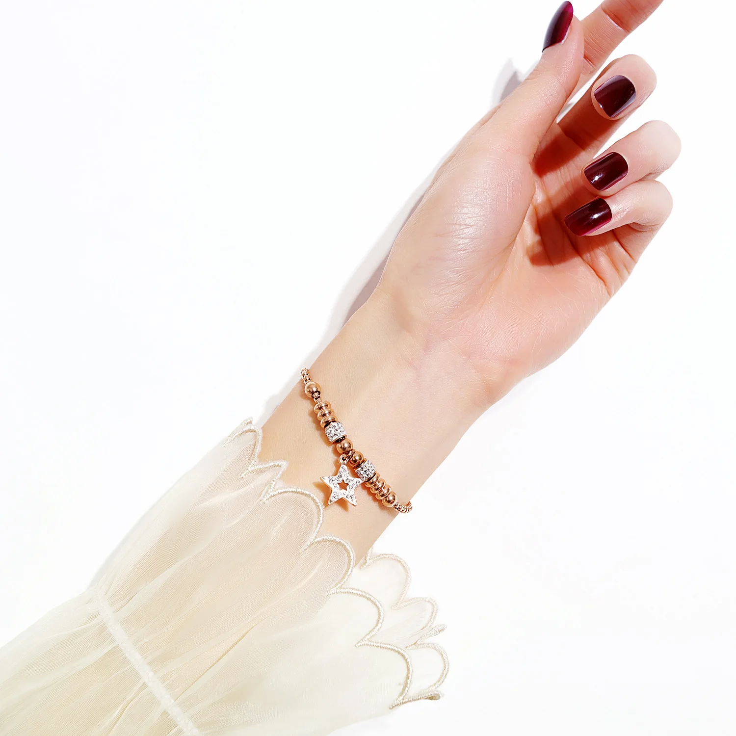 Модный женский браслет из титановой стали Hemiston с инкрустированными цирконами и