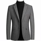 Новый Блейзер, мужская куртка, модные мужские костюмы, шерстяной костюм, куртки, приталенные шерстяные пальто, мужское деловое повседневное пальто