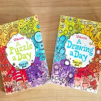 2 booksset a drawing a day a puzzle a day english picture coloring book early education english playing books for children