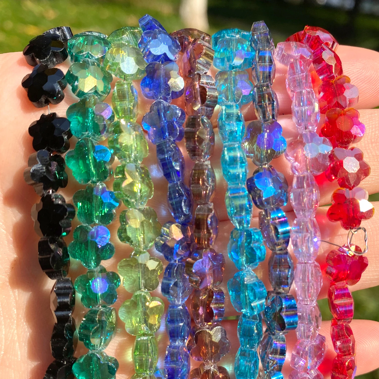 

30pcs/lot 8mm AB Colorful Austria Crystal Beads Flower Shape Shiny Loose Spacer Beads for Jewelry Making Diy Bracelets Necklaces