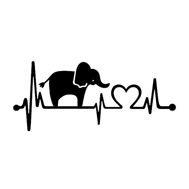 

15*6.7cm Elephant Heartbeat Decal Sticker Fashion Personality Creativity Classic Attractive Car Accessories