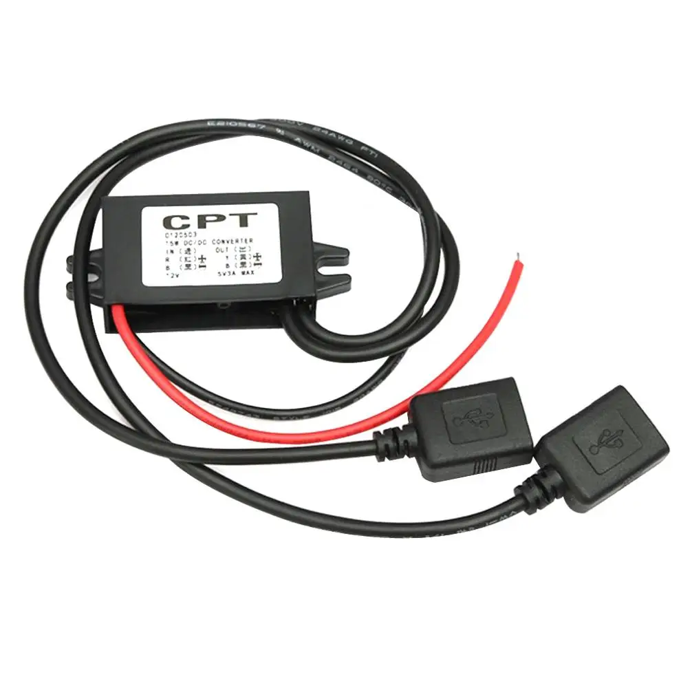 От 12 В до 5 пост снижение Напряжение 3A USB 2 0 навигатор Carcorder Мощность конвертер