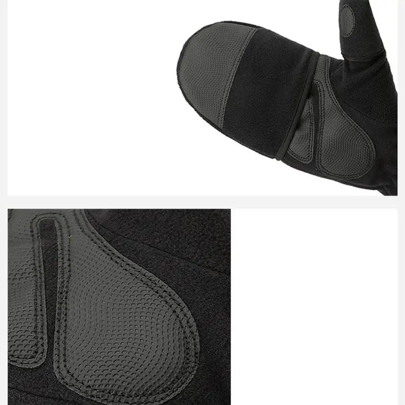 

Men Women Winter Cycling Polar Fleece Half Finger Flip Gloves Anti Slip Thicken Warm Touch Screen Convertible Mittens with Drop