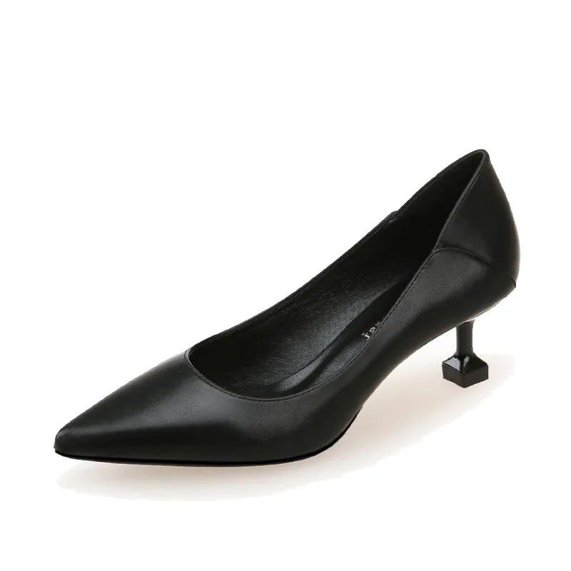 

5cm Summer New Soft Leather Pointed Toe Wedges High Heels Plus Size Women Shoes 41 42 43