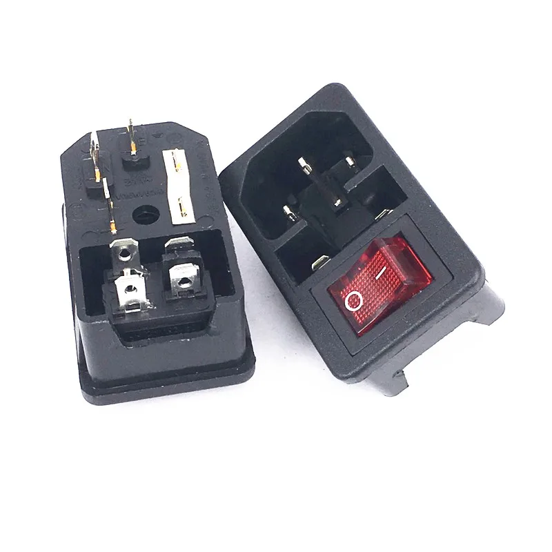 С предохранителем 5A! Красный кулисный выключатель с плавким IEC 320 C14 впускная