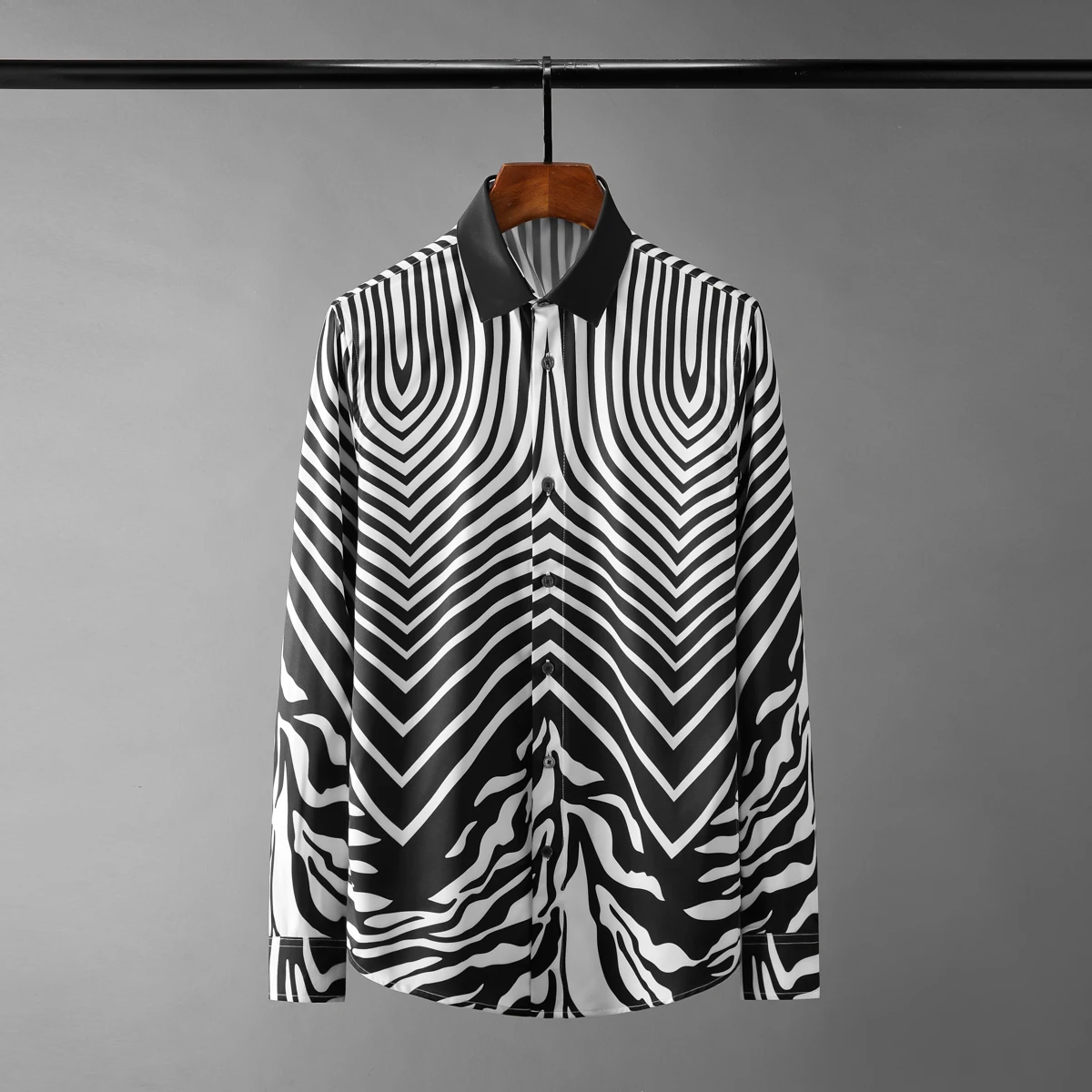 

New Cotton Male Shirts Luxury Silk Fabric Long Sleeve Casual Mens Dress Shirts Fashion Slim fit printed Party Mens Shirts
