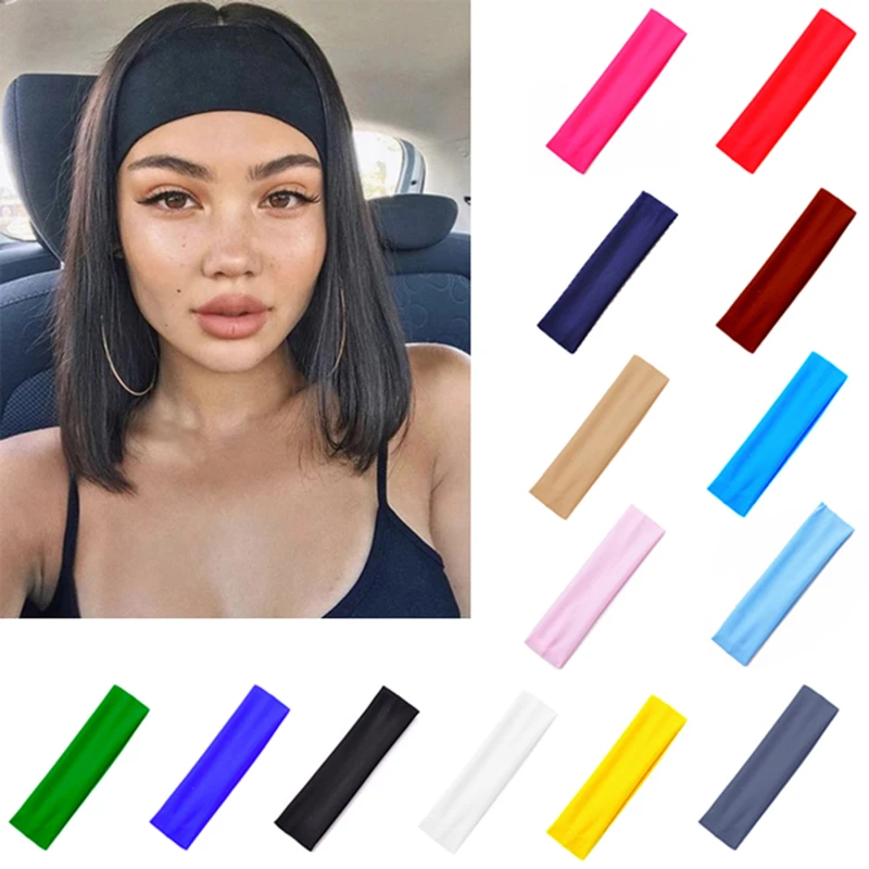 Elastic Absorbing Sweat Yoga Headband Candy Color Hairband Sports Solid Headdress Wash Makeup Headwear Accessories |