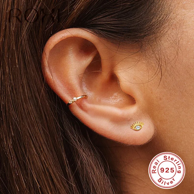 Женские серьги гвоздики с блестящими глазами ROXI 100% Стерлинговое Серебро 925 пробы