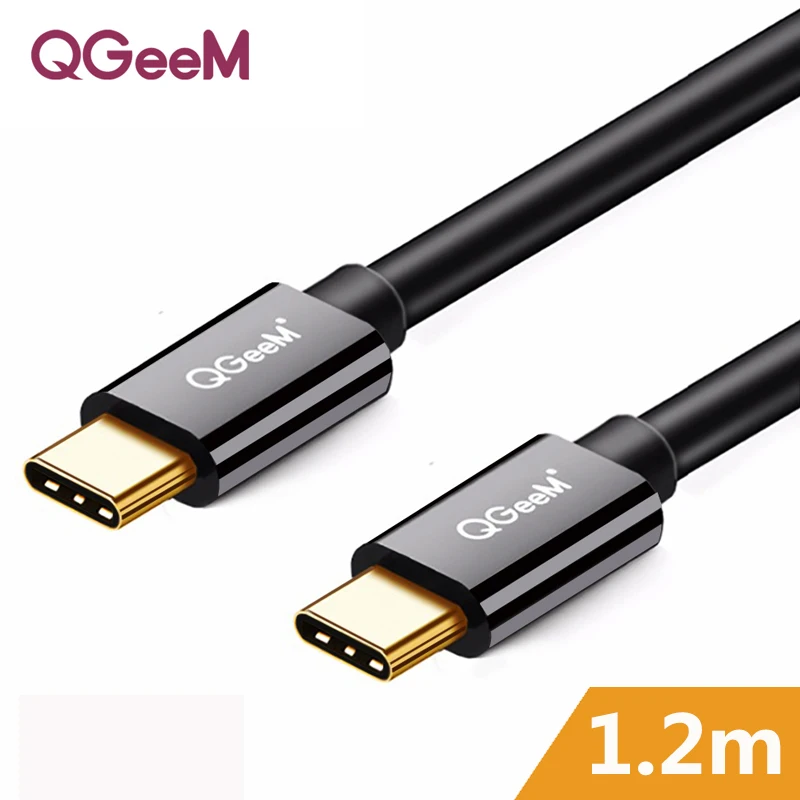 1.2m ABS Shell Black QGeeM USB-C-USB-C кабель usb type C USB-C кабель для зарядного устройства для MacBook, ChromeBook Pixel, Nexus 5X/6 P, Lumia 950/950XL - Цвет: 1.2m ABS Shell Black