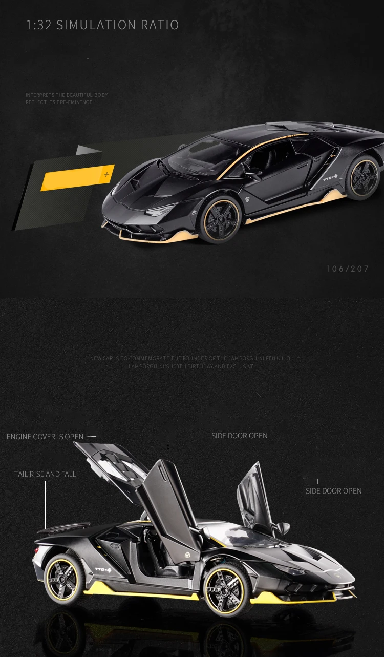 Горячая LP770 1:32 RC автомобиль сплав спортивная модель автомобиля звук светильник супер гоночный автомобиль задний откидной обода сплавочных колес игрушки для детей