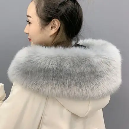 light gray plus Осенне-зимний женский супер большой искусственный воротник, шапка из лисьего меха, большой воротник из меха енота, воротник с капюшоном, шарф-накидка, 80 см, tb001 - Цвет: light gray plus