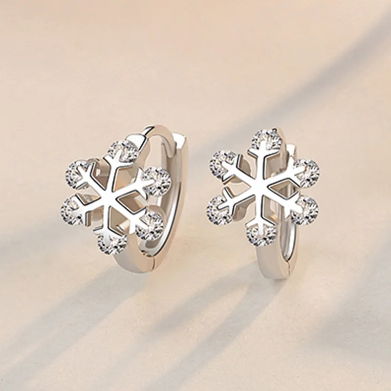 Женские серьги из стерлингового серебра 925 пробы простой дизайн со снежинками