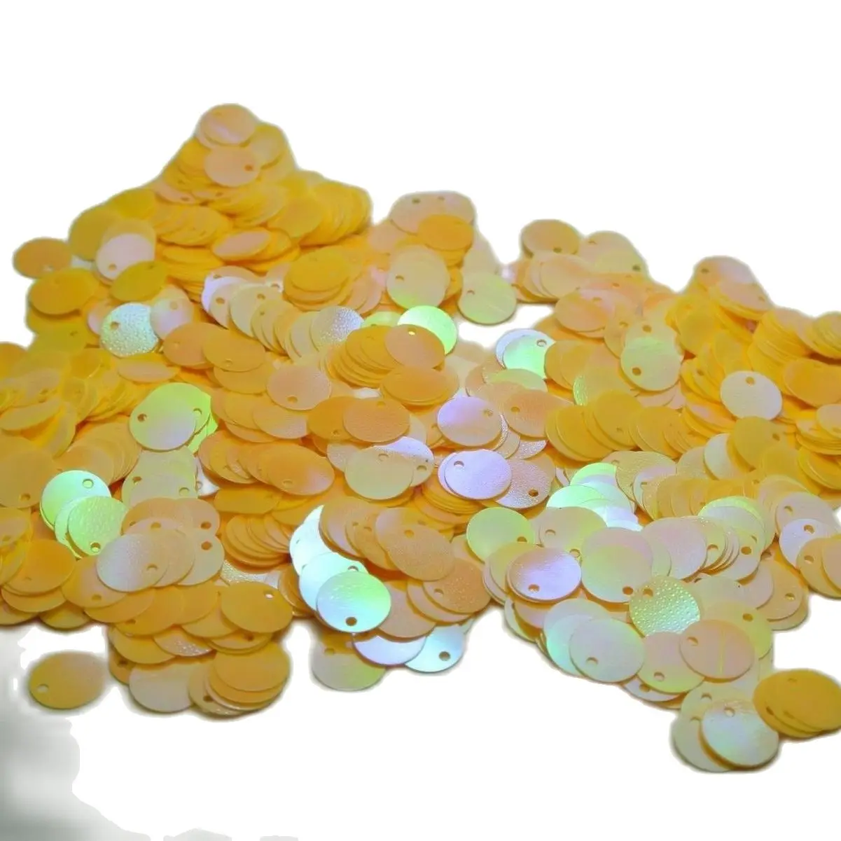 2000 Yellow AB Flat Round loose sequins Paillettes Top Hole 10mm sewing Wedding | Дом и сад