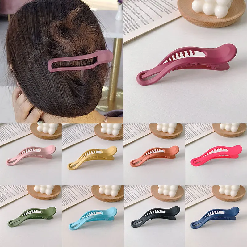 

Simple Matte Large Hair Claw Clip Candy Color Seamless Plastic Duckbill Clip For Hair Women Face Wash Hairpin Hair Accessories