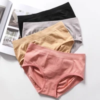 2021 new japanese honeycomb abdomen and hip underwear womens seamless cotton crotch bag hip mid waist briefs sexy underwear