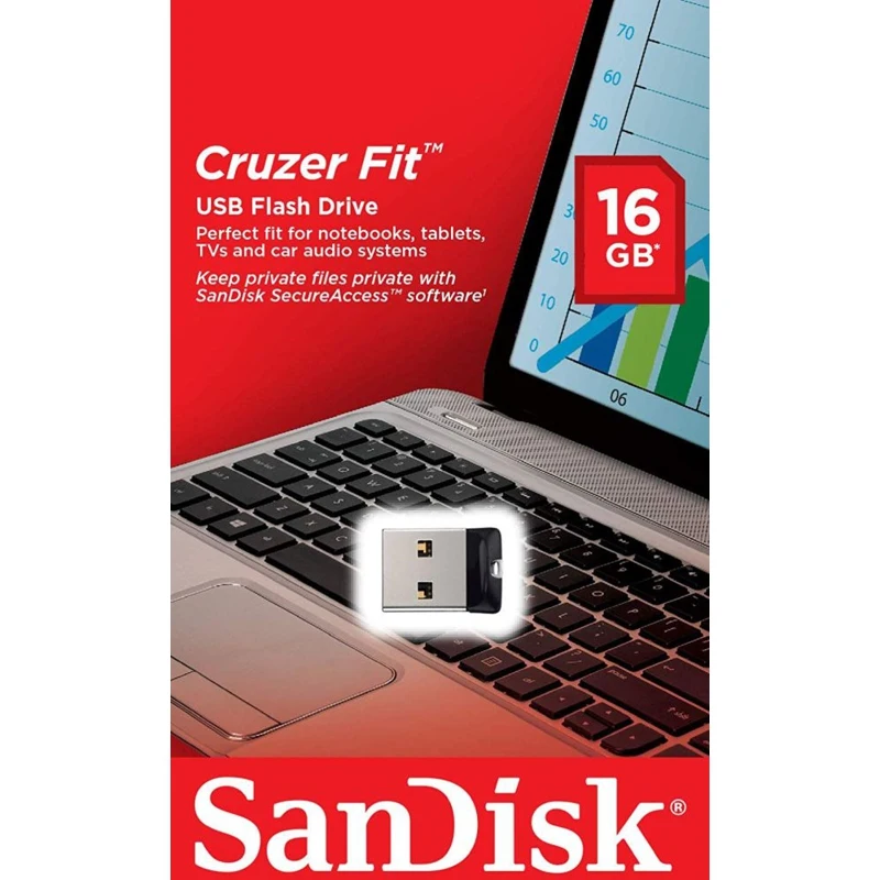 Флешка USB SANDISK Cruzer Fit 16Гб USB2.0 черный (sdcz33-016g-g35) | Компьютеры и офис