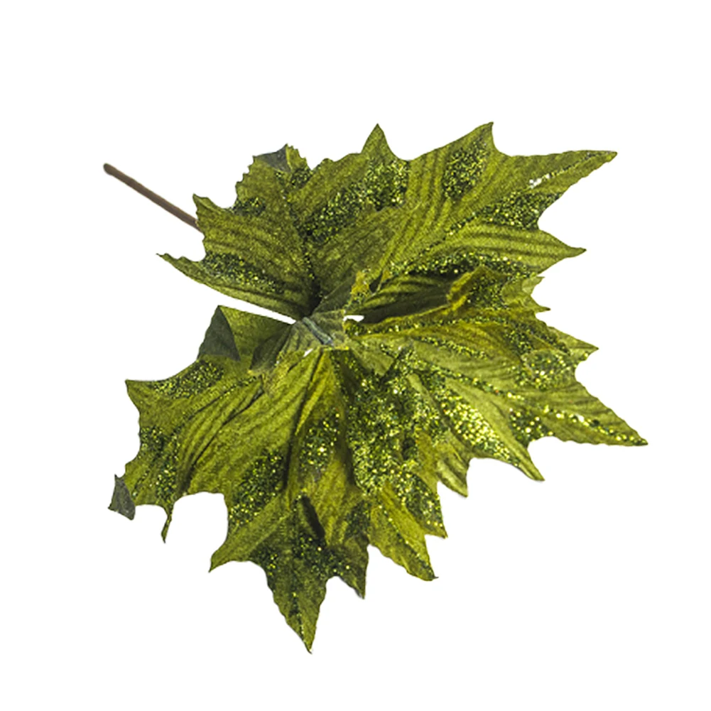 

Artificial Leaf Christmas Tree Ornaments Glitter Wedding Decoration Leaves Plug Decorations Christmas Wreaths Rattan Home Decor