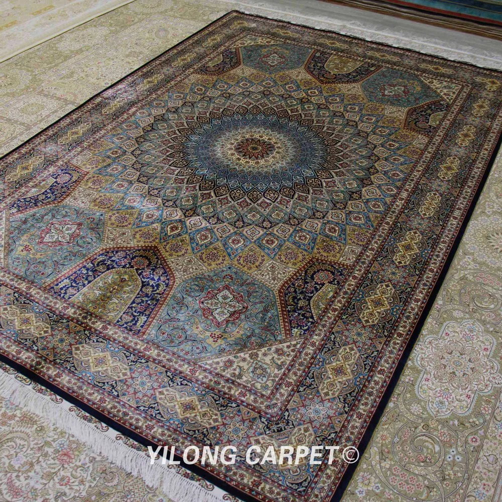 Yilong 6'x9' Handmade Persian Antique Carpets Oriental Medallion Turkish Silk Rug (ZQG328A) | Дом и сад
