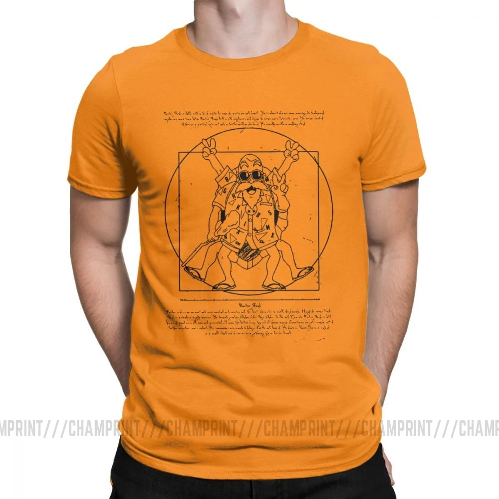 Мужская футболка Vitruvian Roshi Dragon Ball Z, забавная футболка из чистого хлопка с коротким рукавом, футболка Goku Super Saiyan Vegeta Dbz, футболка в стиле Харадзюку - Цвет: Оранжевый