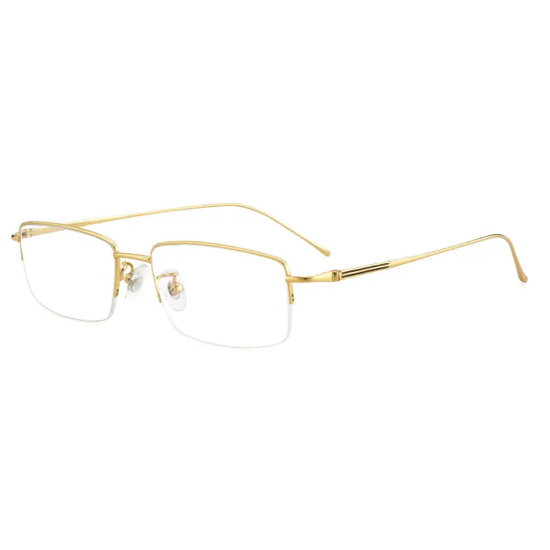 

Pure Titanium Frame Glasses Men Business Style Half Rim Eye Glasses Shortsighted Spectacles with Spring Hinges