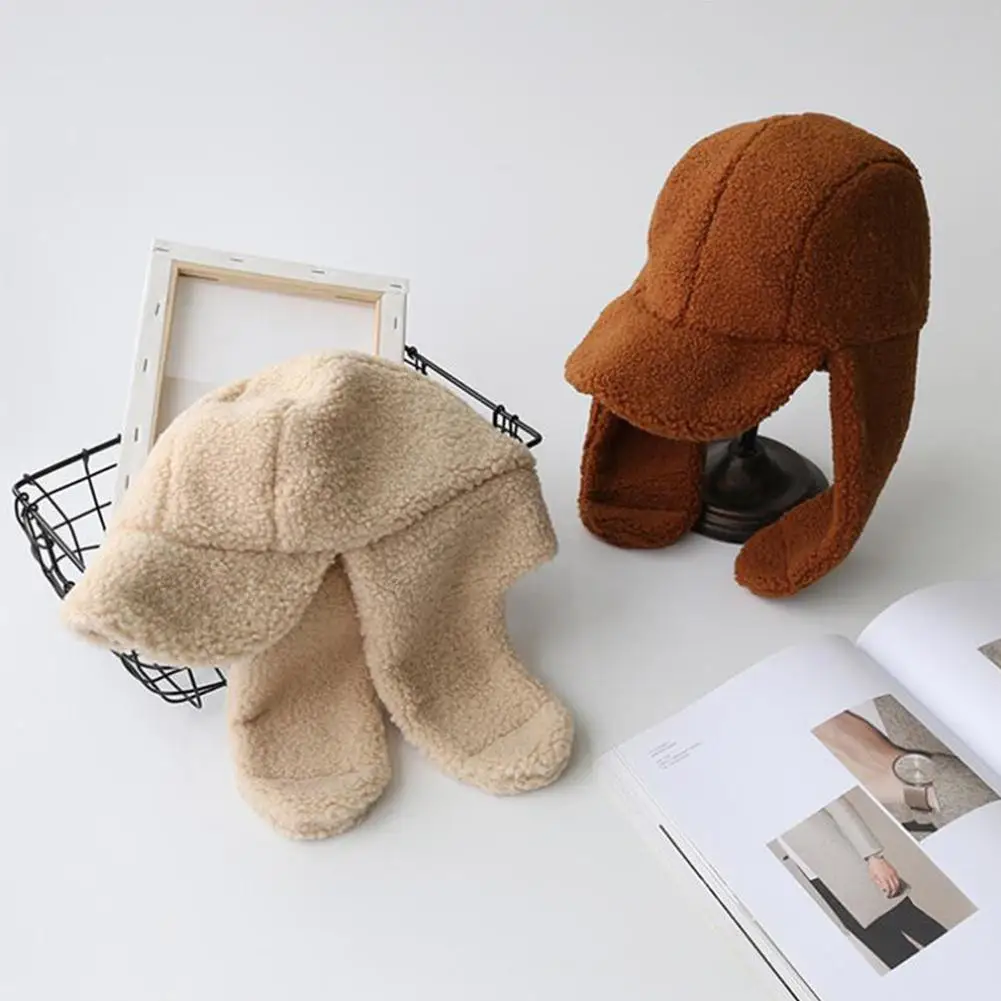 

MISSKY Women Hats Korean Style All Matching Thickened Baseball Cap Cute Ear Protection Plush Warm Hat For Autumn Winter
