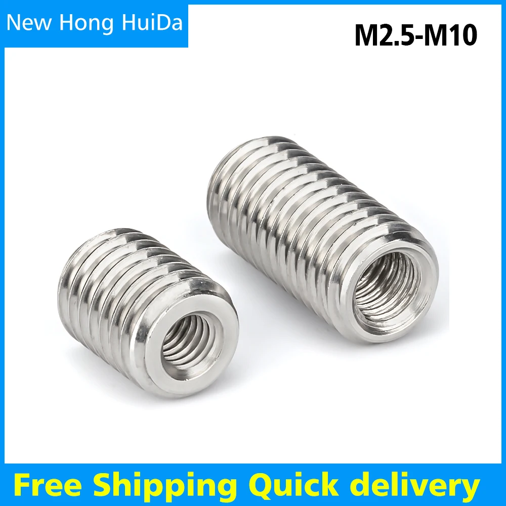 

Inside Outside Thread Adapter Screw Wire Thread Insert Sleeve Conversion Nut Coupler Convey 304 Stainless SteelM2.5M3M4M5M6M8M10