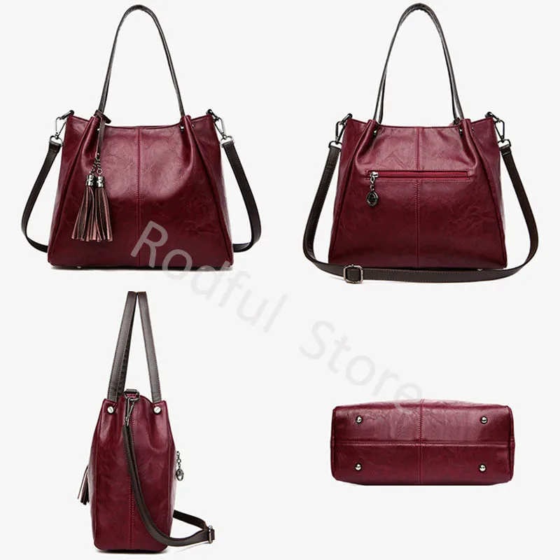 Большая кожаная сумка через плечо, женские сумки, сумка-тоут, Ретро стиль, с кисточками, Китай, женские ручные сумки для женщин, bolsa feminina
