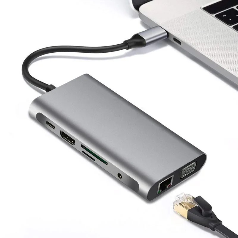 Док станция с разъемами типа c и HDMI совместимая VGA RJ45 PD USB 3 0 многофункциональная