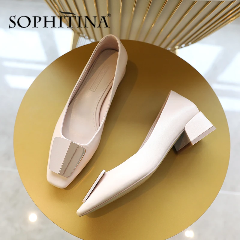 Женские туфли лодочки SOPHITINA овечья кожа квадратный носок без застежки удобная