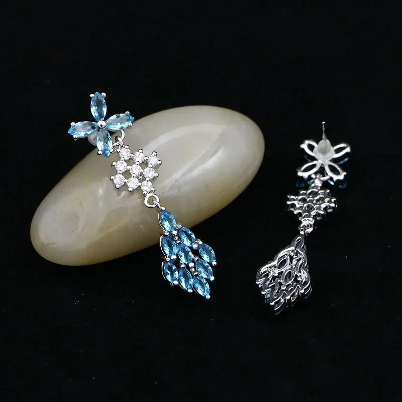 Женские длинные серьги из серебра 925 пробы с фианитом | Украшения и аксессуары