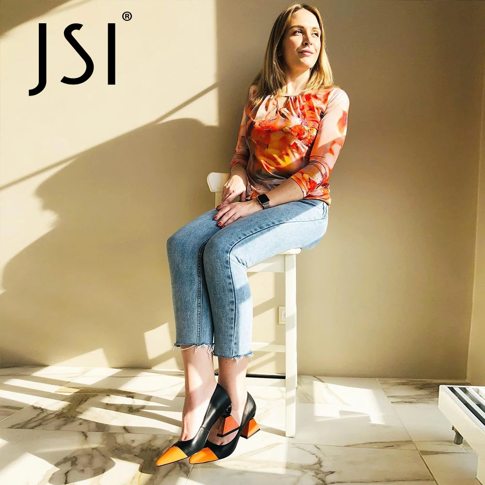 JSI/Женская обувь с острым носком на высоком каблуке Смешанные цвета Необычный