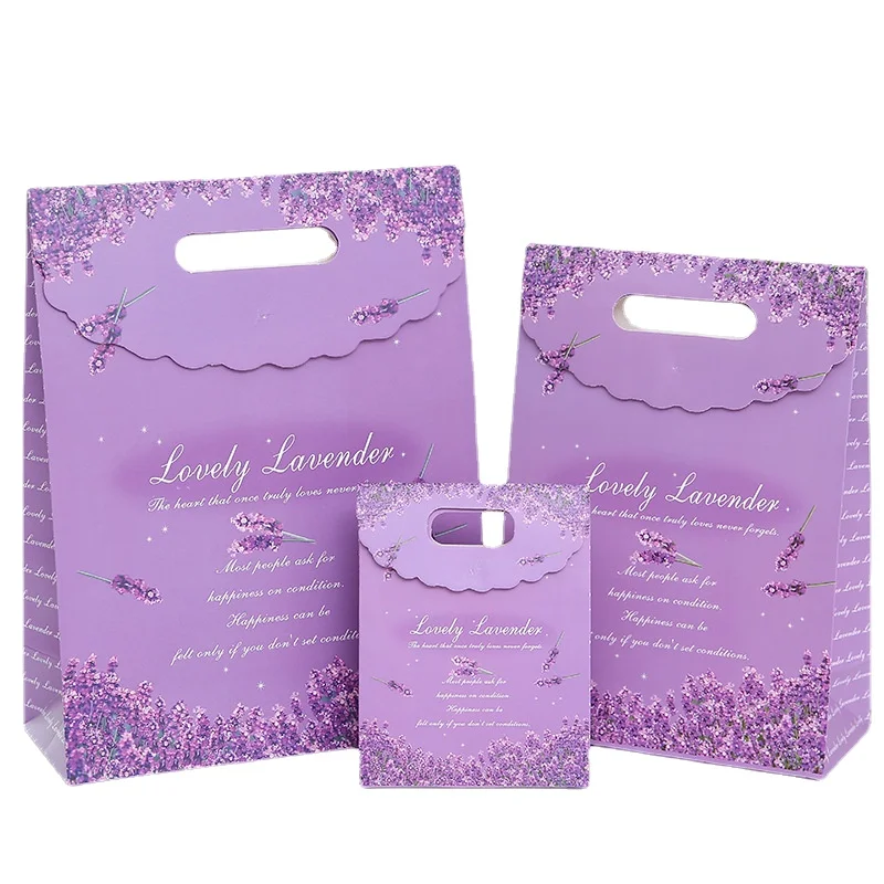 

10 Pcs/lot Purple Lavender Sticky Gift Bag Small Gift Bag Decoration Paper Gift Bag for Birthday Event Party Supplies