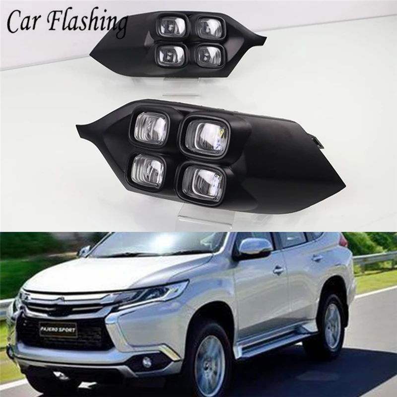 1 пара Автомобильные светодиодные фары для Mitsubishi Pajero Sport 2016 2017 2018 2019 дневные