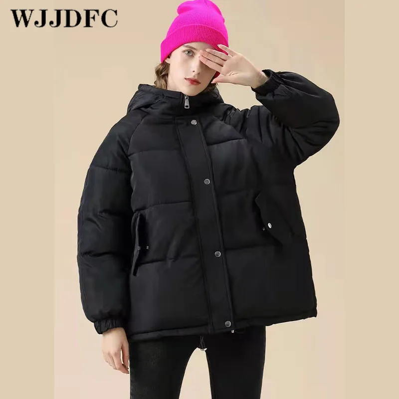 WJJDFC Women's Winter Jacket 2021 Thicken Warm Autumn Coat with A Hood Oversized Streetwear Blue Khaki Parka Elegant Outerwear
