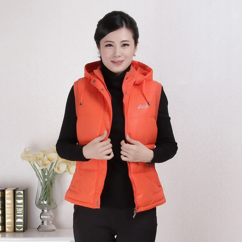 

New Vest women Slim gilet Sleeveless casual Jacket Winter coat Female hooded vest Windproof cotton Waistcoat Chalecos para mujer