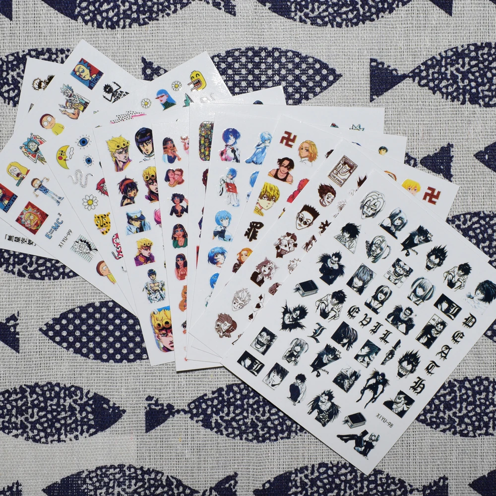 

3D Japanese Cartoon Anime Character Manga Nail Art Sticker Dark Series Anime Star Nail Art Decoration Decal