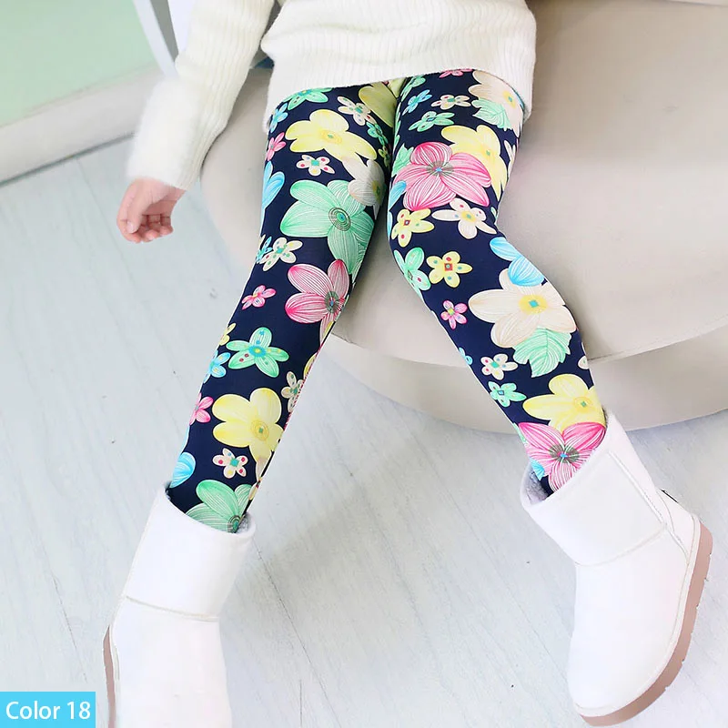 Color 18 SheeCute/леггинсы для девочек плотные теплые штаны для малышей и детей детские штаны с цветочным принтом на осень-зиму SCW101 - Цвет: Color 18