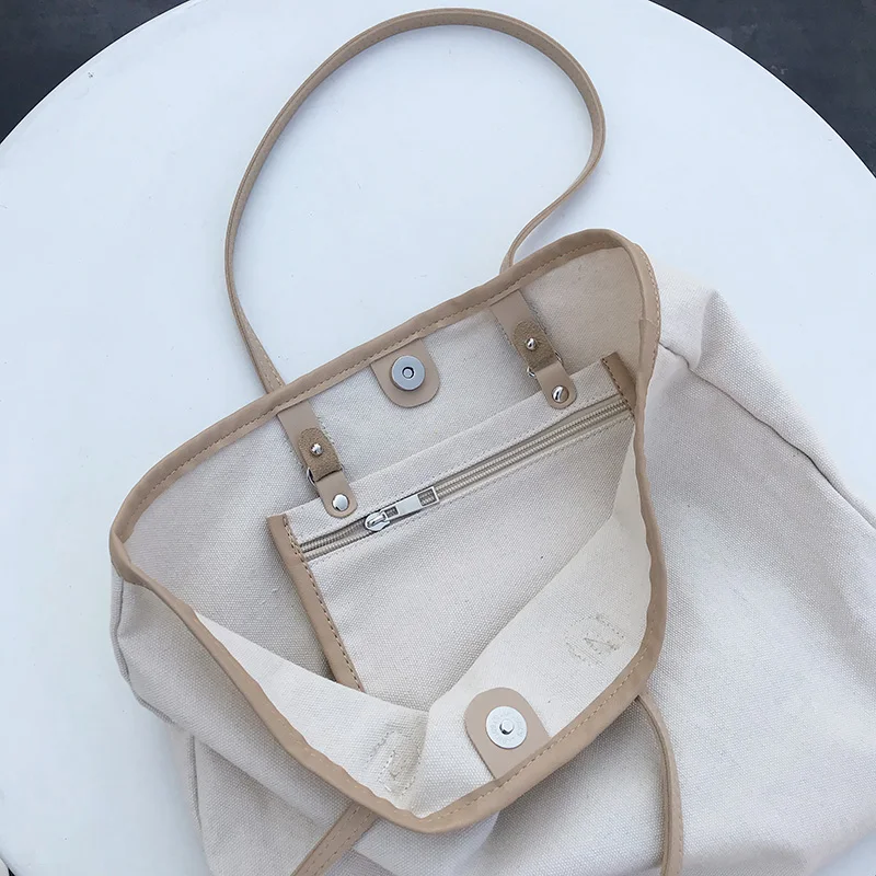 

Simple Canvas Tote Bag For Women Large Capacity Shopping Handbag Fashion Female Shoulder Bag Girls Reusable Tote Bag bolso sac