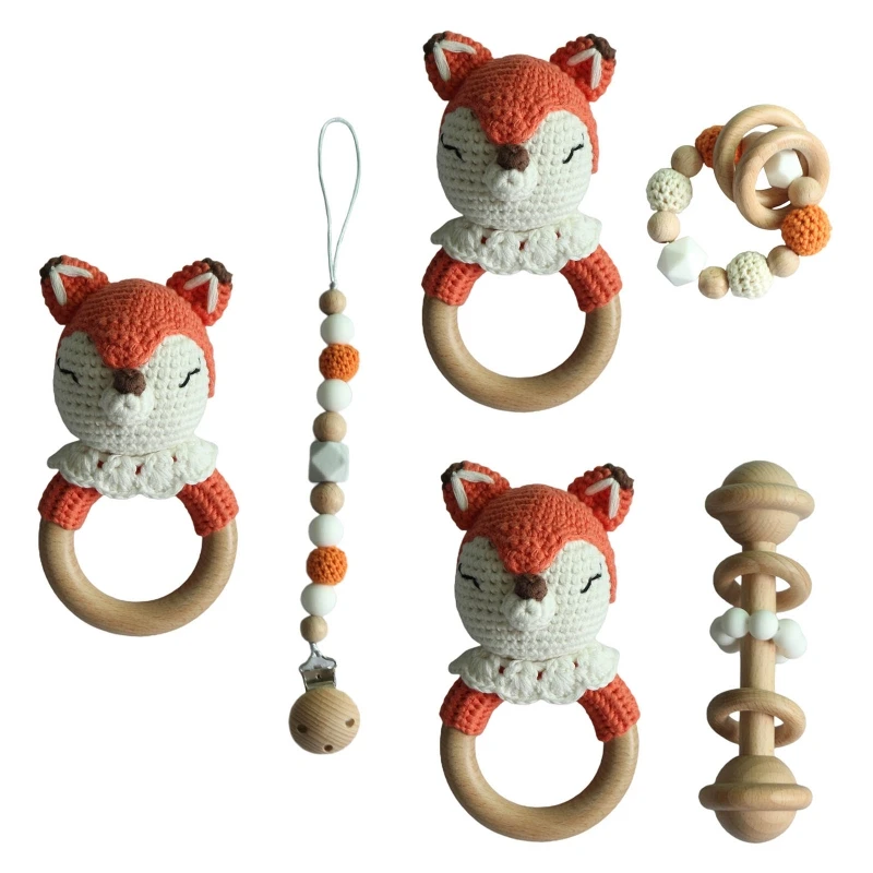 

Baby Pacifier Clip Chain Teething Bracelet Crochet Animal Soother Rattle Teether
