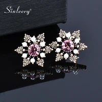 sinleery star shaped stud earrings for women blue purple white zircon earring retro jewelry accessories zd1 ssa