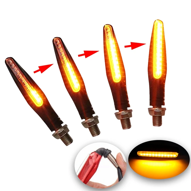 

4 Motorcycle LED Turn Signal Lights, Motorcycle Single Row Double Row 12LED Side-emitting Water Turn Signal 12V 6W