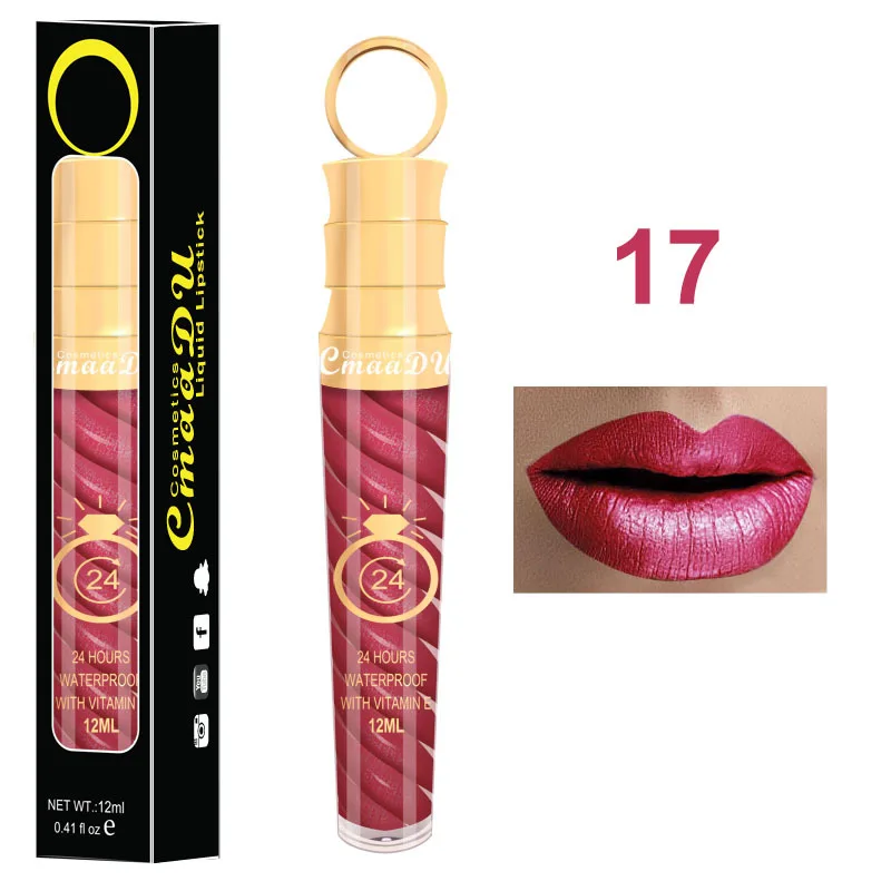 

12ML 20 Color Thread Tube Pearlescent Lip Gloss Radish Head Long-lasting Moisturizing Easy Wear Matte Metallic Lipstick